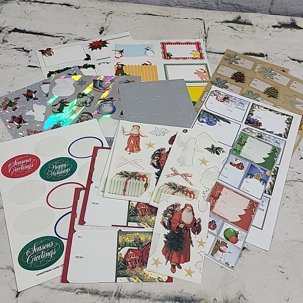 Christmas Stickers Gift Labels Letter Seals Assorted Large Holiday Lot